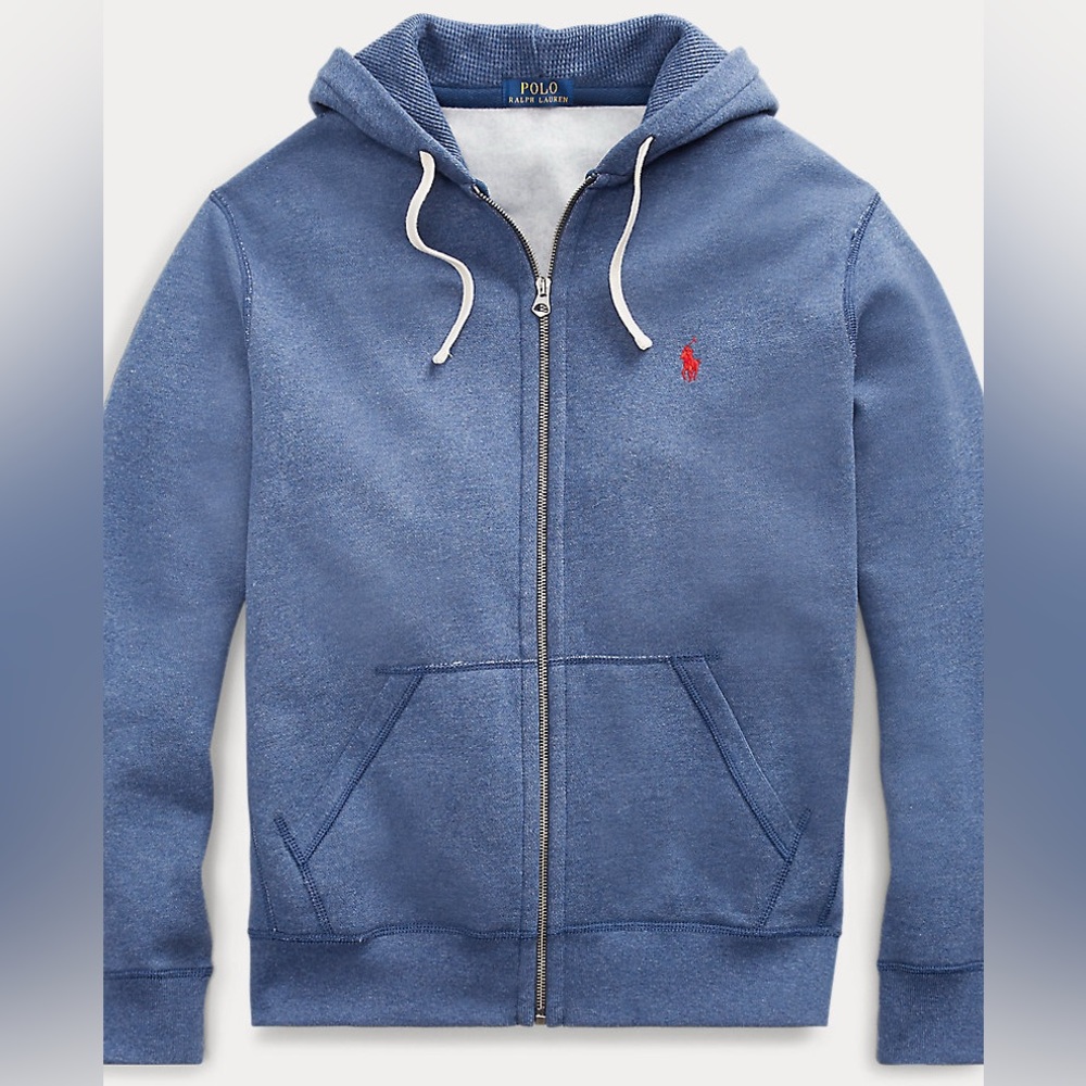 Polo by Ralph Lauren Cotton Blend Fleece Hoodie Rustic Navy Heather‎ Size LT
